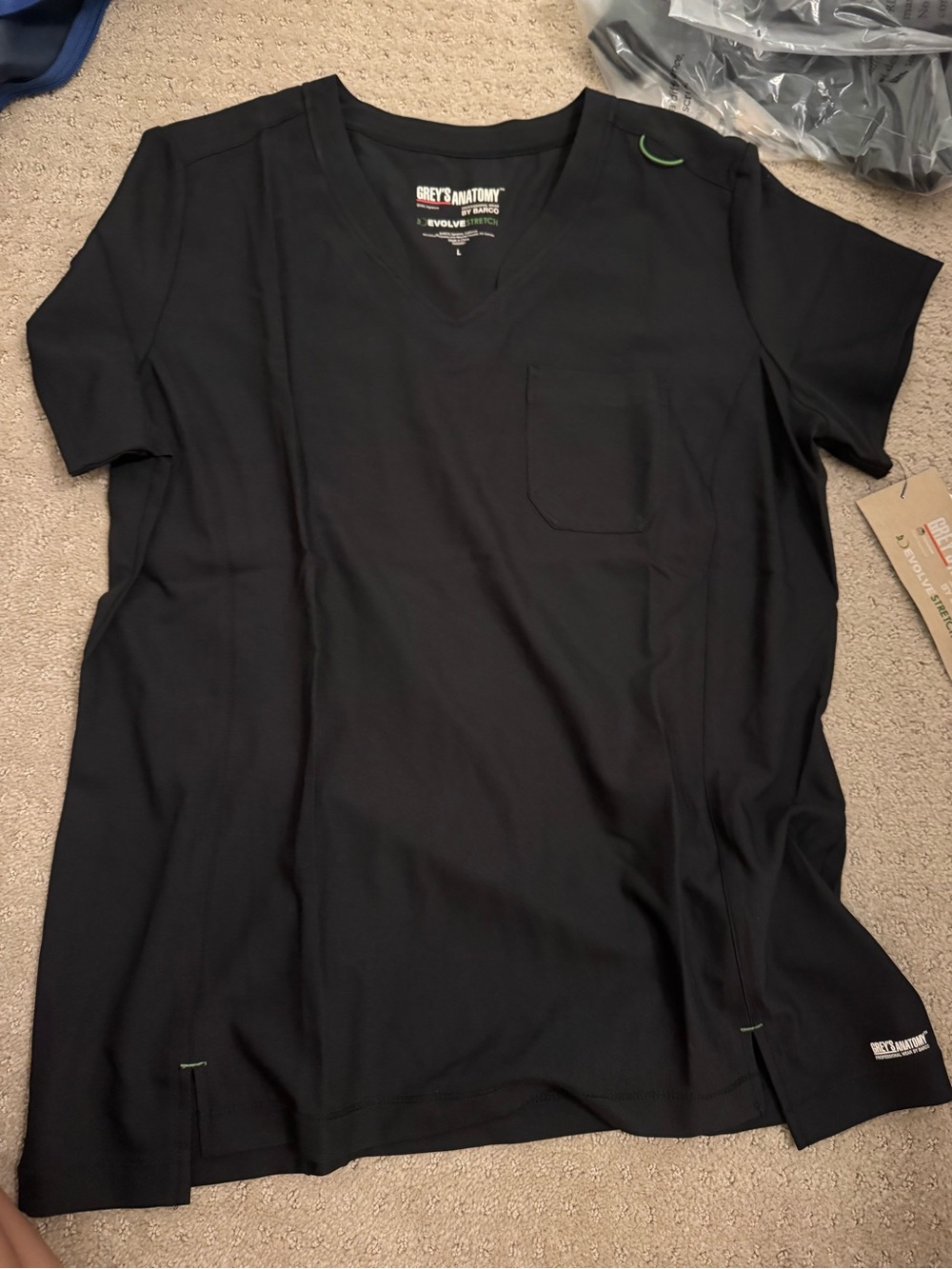 Grey's Anatomy Black V-Neck Short Sleeve Scrub Top